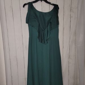 White by Vera Wang green thigh slit ruffle open ba